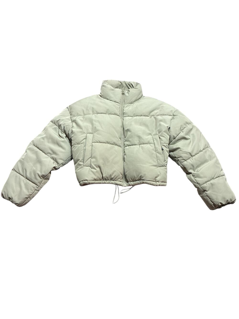 H&M Divided Sage Green Cropped Puffer Jacket